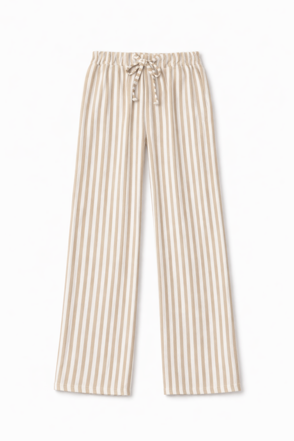 Beige Simple Times Striped Pants