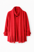 Red fringe Scarf Poncho