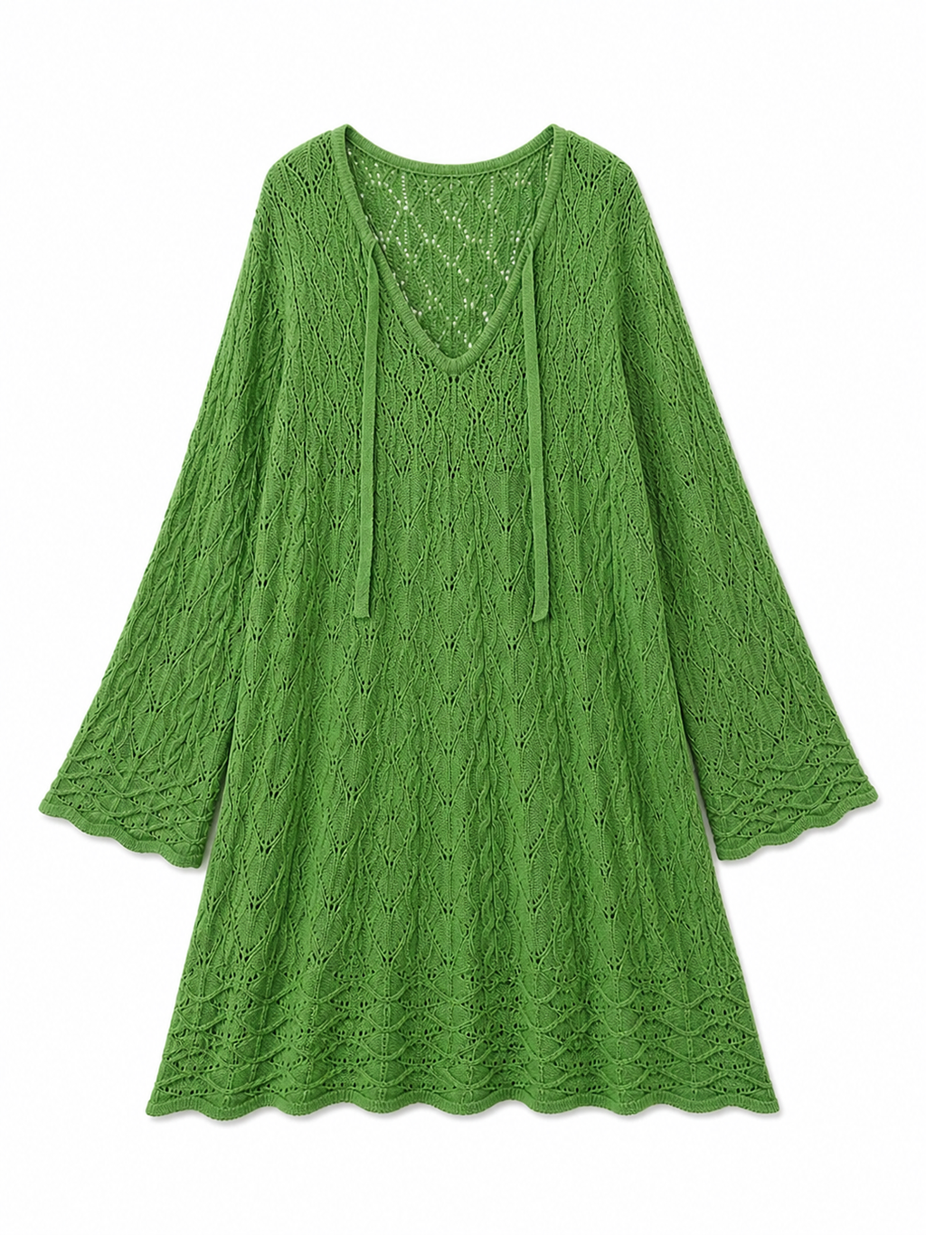 Green Warm Weather Crochet Mini Dress