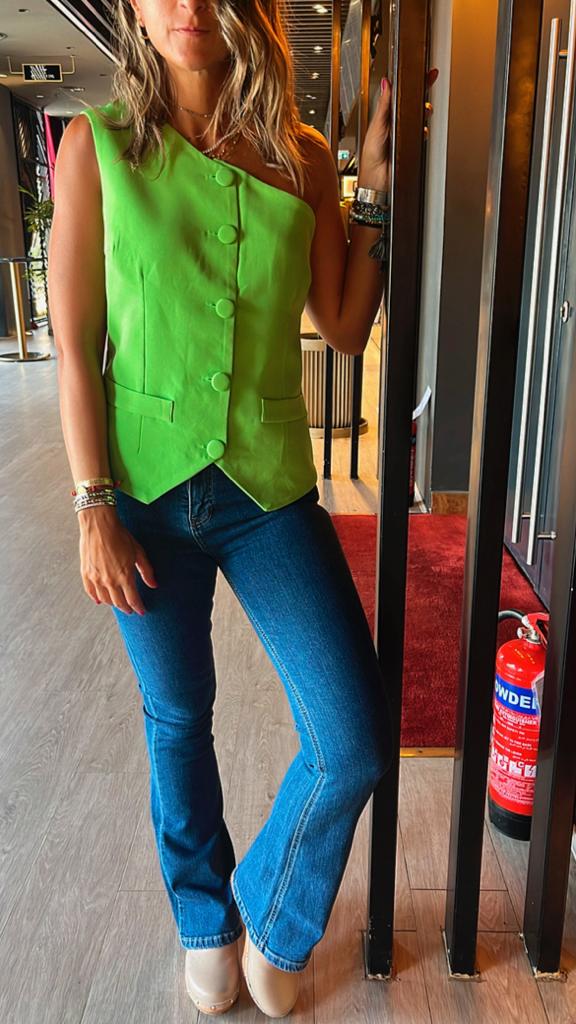 Lime Business Girl One Shoulder Vest