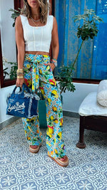 Lemon Print Linen Pants