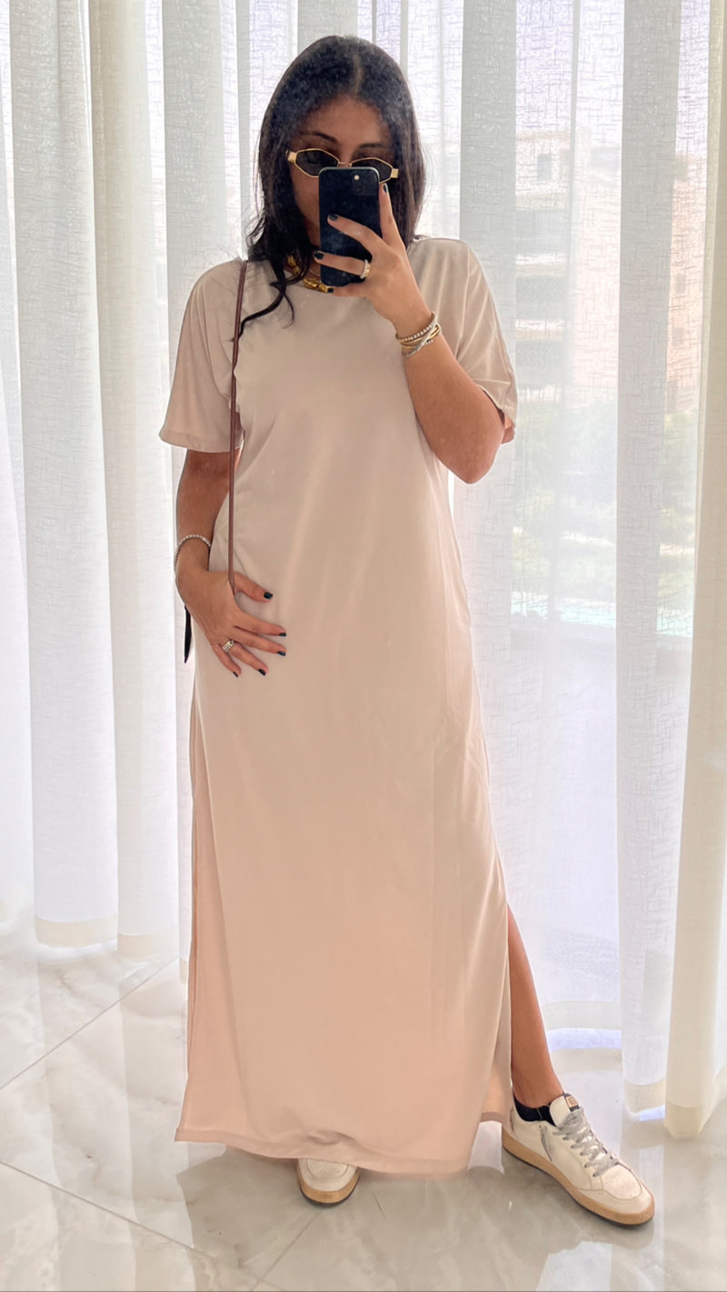 Beige Fall Dayz Maxi T-Shirt Dress