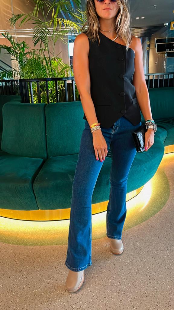 Black Business Girl One Shoulder Vest