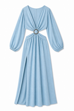 Baby Blue Summer Skies Backless Dress