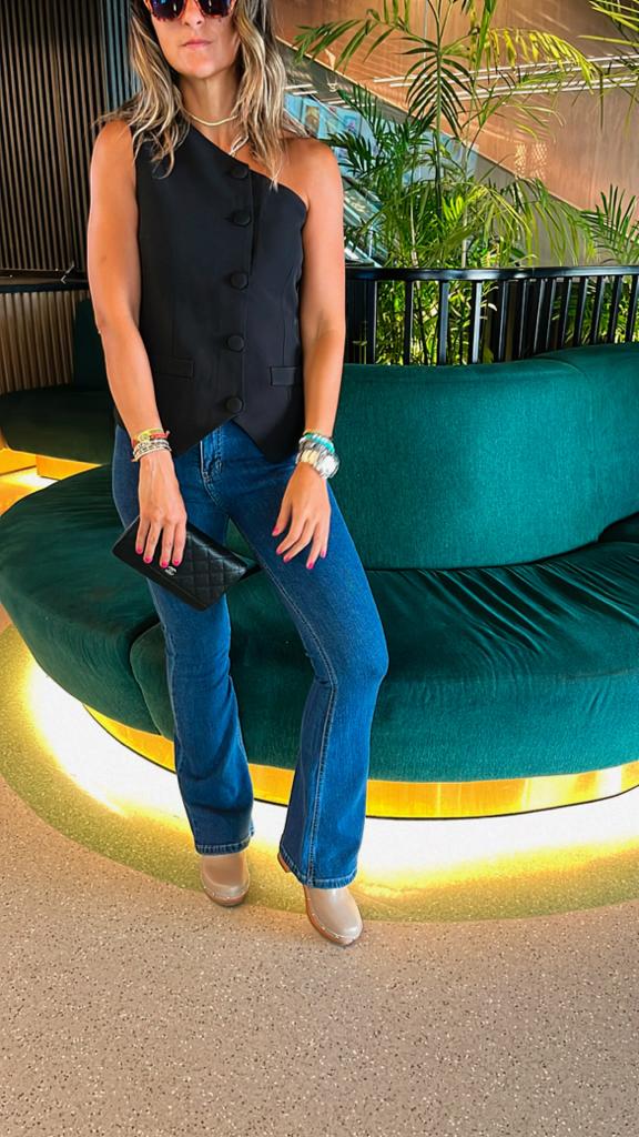 Black Business Girl One Shoulder Vest