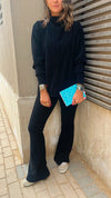 Black City Middle Line Ribbed Set