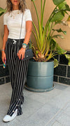 Black Striped Slit Pants