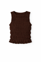 Chocolate Brown Sleeveless Crinkle Top