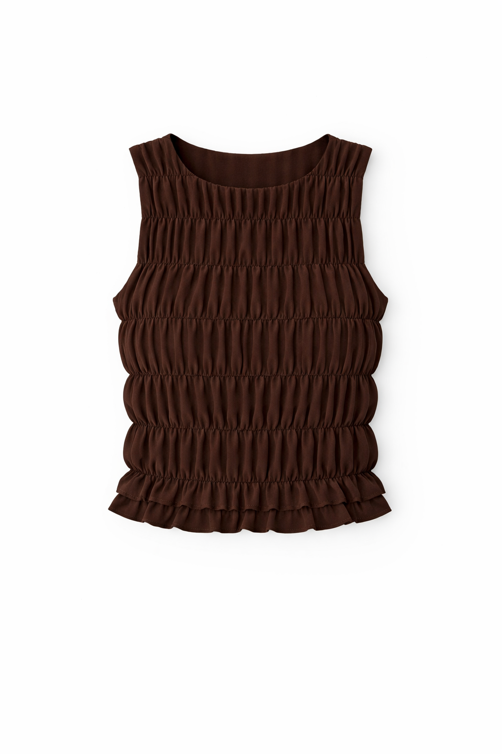 Chocolate Brown Sleeveless Crinkle Top