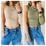 Olive & Beige One Shoulder Set