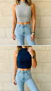 Navy & Grey High Neck Crop Set