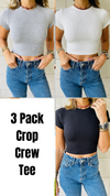 Black & White & Grey Crew Neck Crop Set