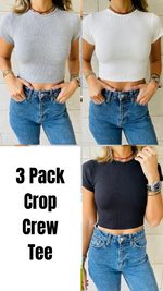 Black & White & Grey Crew Neck Crop Set