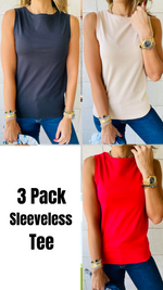 Black & Red & Beige Sleeveless T-Shirt