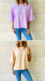 Lilac & Beige Oversize T-shirt Set