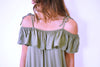 Olive Ribbon Tie Off Shoulder Top