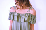 Olive Ribbon Tie Off Shoulder Top