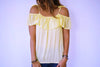 Yellow Ribbon Tie Off Shoulder Top