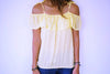 Yellow Ribbon Tie Off Shoulder Top
