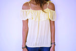 Yellow Ribbon Tie Off Shoulder Top