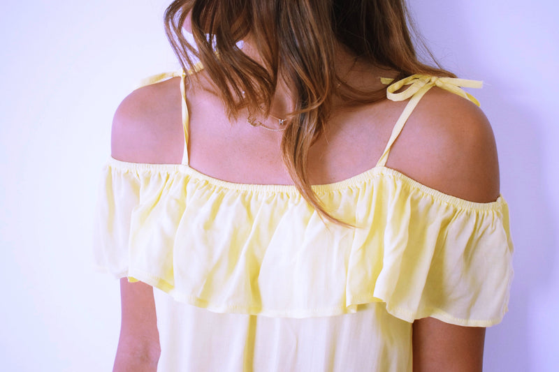 Yellow Ribbon Tie Off Shoulder Top