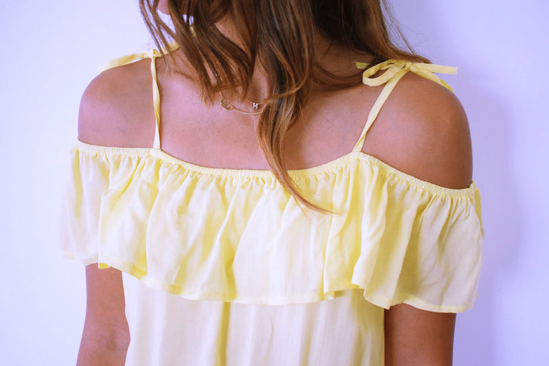 Yellow Ribbon Tie Off Shoulder Top