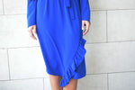 Blue Ruffle Midi Dress