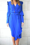 Blue Ruffle Midi Dress