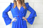 Blue Ruffle Midi Dress