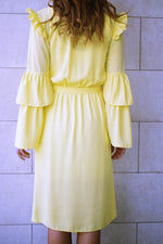 Yellow Ruffle Midi Dress