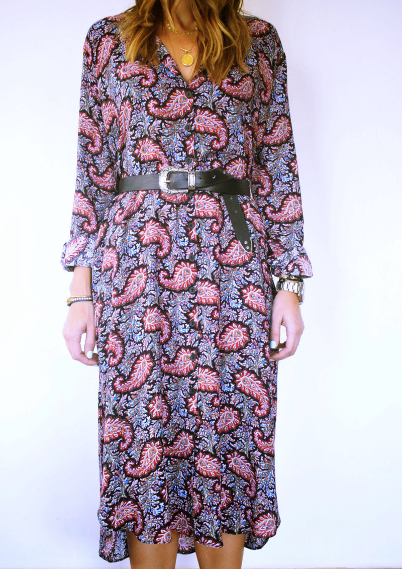 Summer Sunset Paisley Shirt Dress