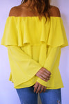 Yellow Tiered Off Shoulder Top