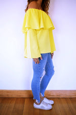 Yellow Tiered Off Shoulder Top