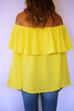 Yellow Tiered Off Shoulder Top