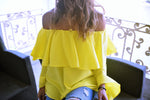 Yellow Tiered Off Shoulder Top