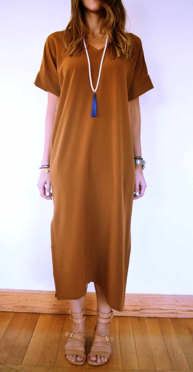 Copper Side Slit Dress