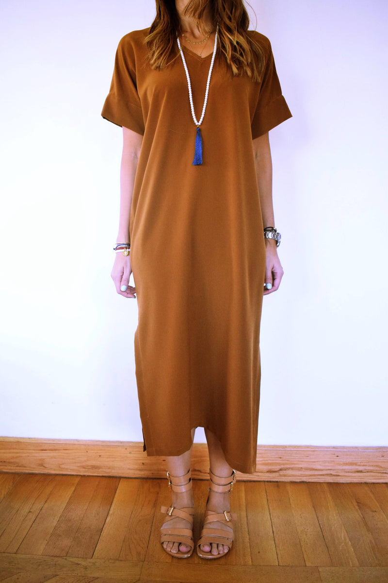 Copper Side Slit Dress