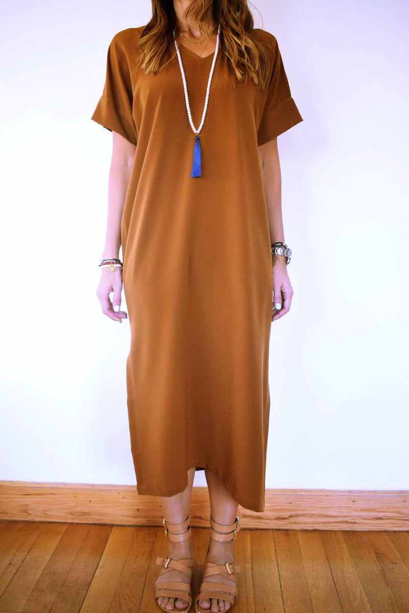 Copper Side Slit Dress