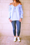 Sassy Blue Cold Shoulder Top