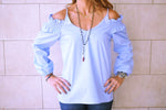 Sassy Blue Cold Shoulder Top