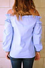 Sassy Blue Cold Shoulder Top
