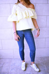 Yellow Abstract One Shoulder Top