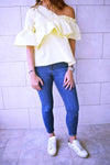 Yellow Abstract One Shoulder Top