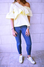 Yellow Abstract One Shoulder Top