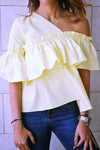 Yellow Abstract One Shoulder Top