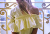 Yellow Abstract One Shoulder Top
