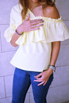 Yellow Abstract One Shoulder Top