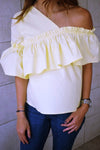 Yellow Abstract One Shoulder Top