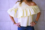 Yellow Abstract One Shoulder Top