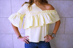 Yellow Abstract One Shoulder Top